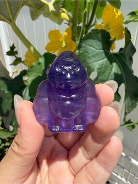 Natural Purple Fluorite Gorilla Carving Crystal King Kong Statue Figurine,A619